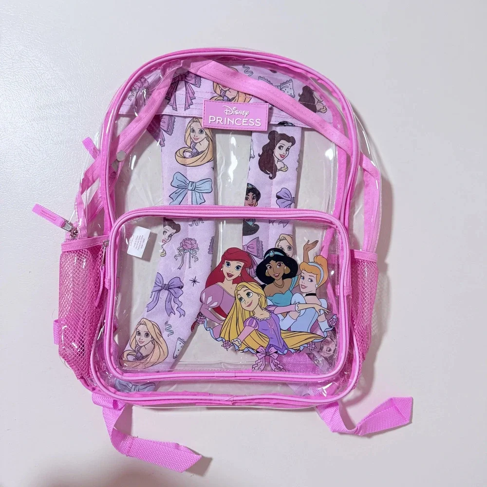 Disney Princess Kids Clear PVC Backpack 16 Inch Full Size School Stadium